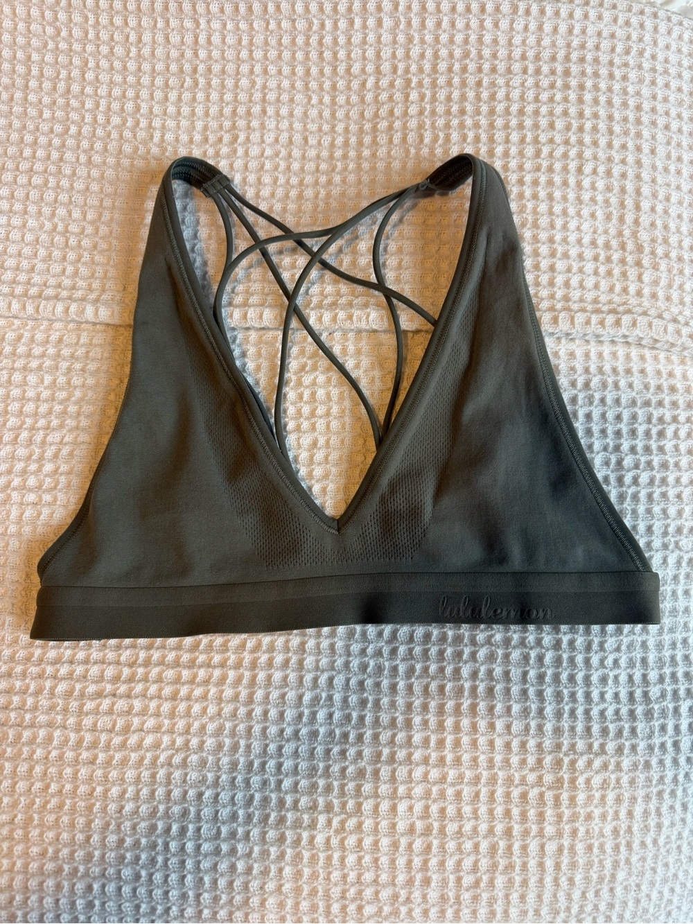Lululemon bra no size tag fits medium and Aritzia small tee